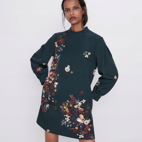 Zara voluminous printed mini dress XS New - Picture 14 of 16